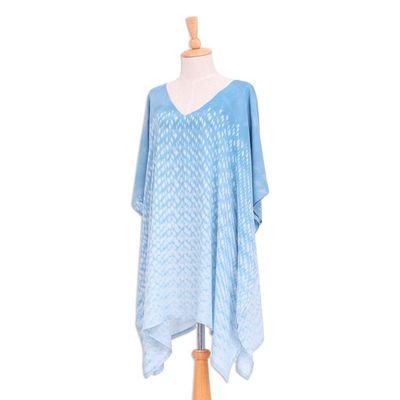 Alternate image for Tie-Die Rayon Caftan from Thailand Thai Rain in Light Blue