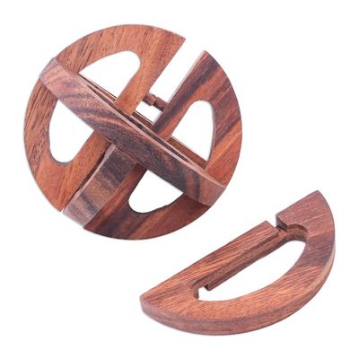 Alternate image for Hand Crafted Raintree Wood Puzzle Game from Thailand Global Mystery