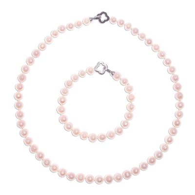 Alternate image for Artisan Crafted Cultured Pearl Jewelry Set Precious Dream in Peach