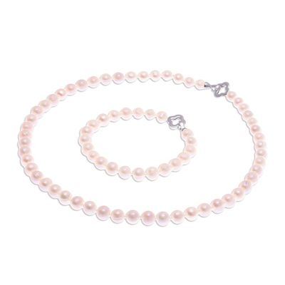 Alternate image for Artisan Crafted Cultured Pearl Jewelry Set Precious Dream in Peach