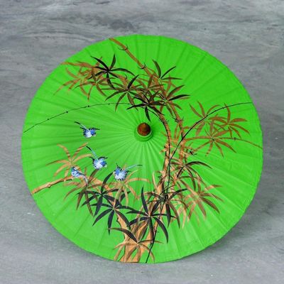 Alternate image for Hand-Painted Cotton Bird-Motif Parasol Bamboo Waving