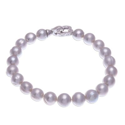 Alternate image for Artisan Crafted Grey Cultured Pearl Necklace and Bracelet Precious Dream in Silver