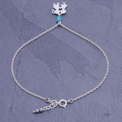 Alternate image for Hematite and Sterling Silver Charm Anklet Playground Love