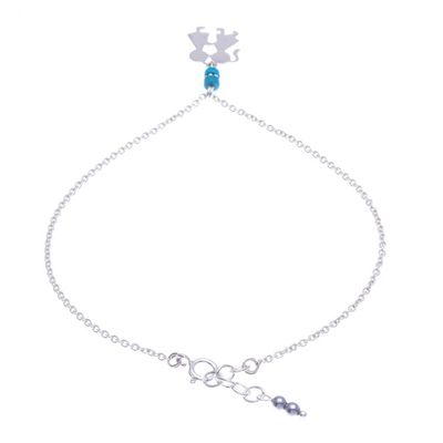 Alternate image for Hematite and Sterling Silver Charm Anklet Playground Love