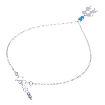 Alternate image for Hematite and Sterling Silver Charm Anklet Playground Love