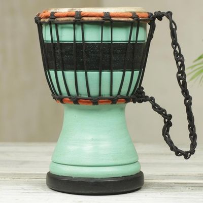 Alternate image for Green Decorative Djembe Drum Artisan Crafted in West Africa Green Invitation to Peace