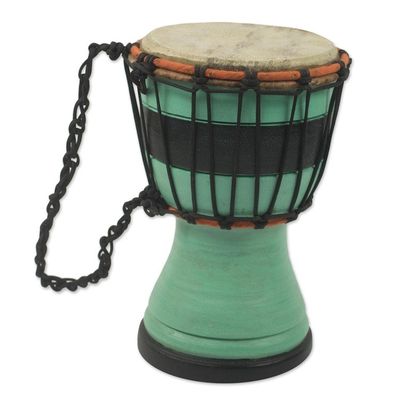 Alternate image for Green Decorative Djembe Drum Artisan Crafted in West Africa Green Invitation to Peace