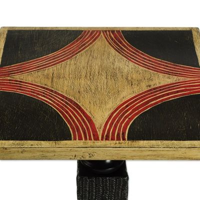 Alternate image for Hand Crafted Cedar Wood Black and Beige End Table from Ghana Blooming Light