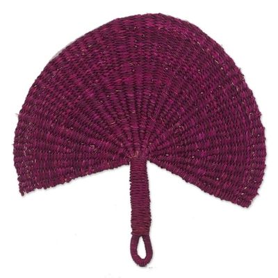 Alternate image for Artisan Handcrafted Raffia Fan in Magenta from Ghana Magenta Love