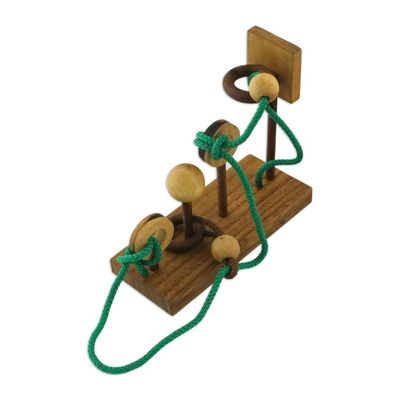 Alternate image for Handcrafted Wood Puzzle with Balls and Cord from Thailand Basketball