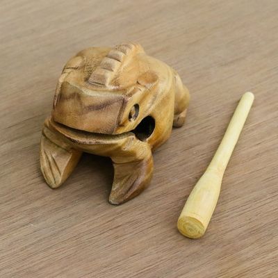Alternate image for Brown Thai Frog Wood Percussion Instrument 5.5 Inch Tenasserim Melody