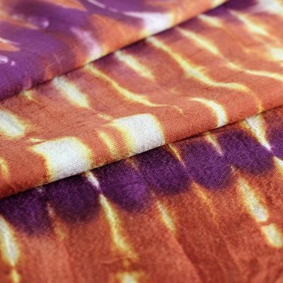 Alternate image for Hand Woven Tie Dye Silk Shawl in Pumpkin and Purple Thailand River Sands
