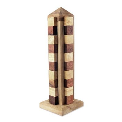 Alternate image for Hand Made Wood Tower Puzzle Game from Thailand Babylon Tower