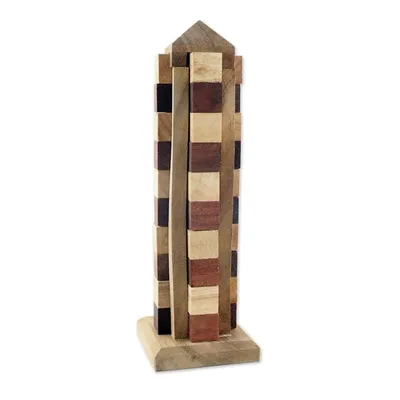 Alternate image for Hand Made Wood Tower Puzzle Game from Thailand Babylon Tower