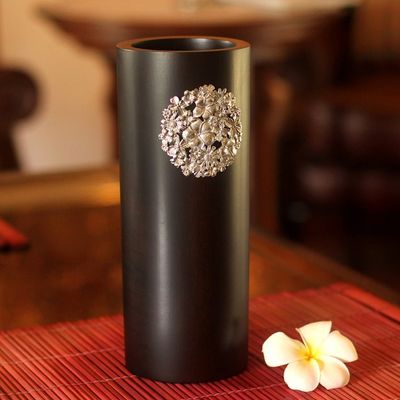 Alternate image for Mango wood and pewter vase Floral Bouquet