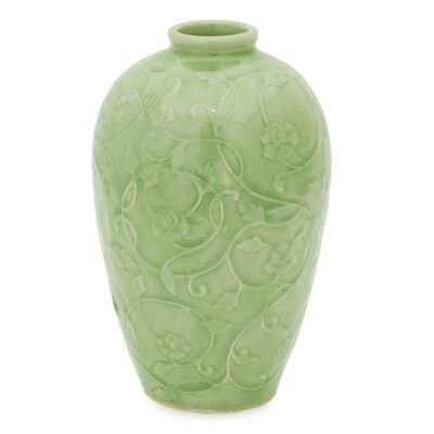 Alternate image for Fair Trade Green Celadon Ceramic Vase Wildflower