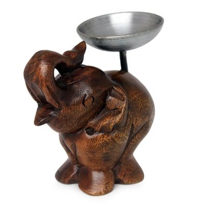 Alternate image for Fair Trade Mango Wood Candle Holder Elephant of Old Siam