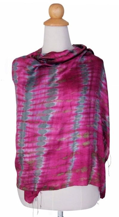 Alternate image for Tie Dye Silk Shawl Pink Reflecting Pools