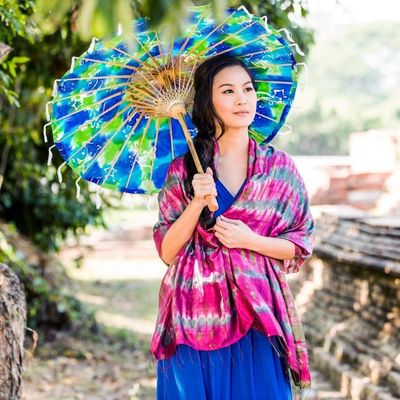 Alternate image for Tie Dye Silk Shawl Pink Reflecting Pools