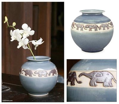 Alternate image for Celadon ceramic vase Elephant Ring