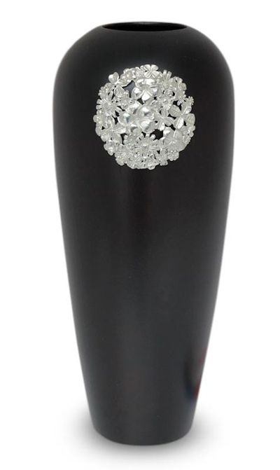 Alternate image for Mango wood and pewter vase Floral Moon