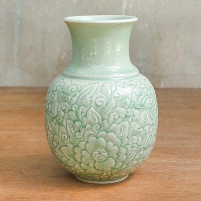 Alternate image for Celadon Ceramic Vase Jade Landscape