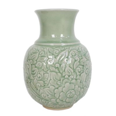Alternate image for Celadon Ceramic Vase Jade Landscape