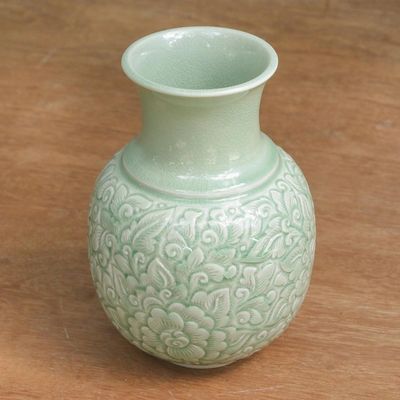 Alternate image for Celadon Ceramic Vase Jade Landscape