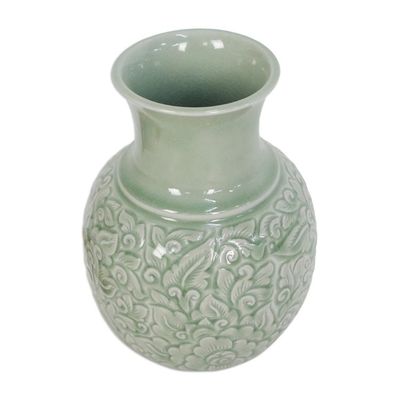 Alternate image for Celadon Ceramic Vase Jade Landscape