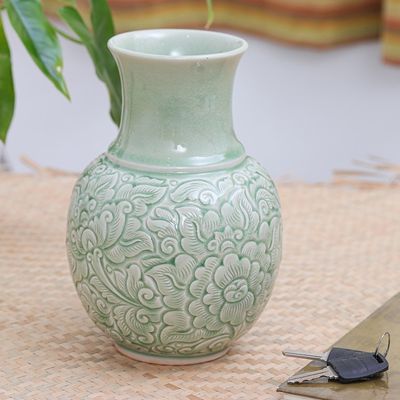 Alternate image for Celadon Ceramic Vase Jade Landscape