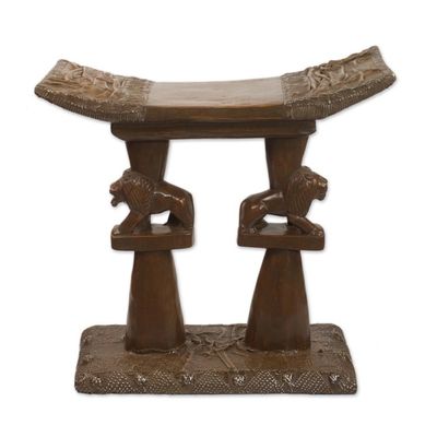 Alternate image for Handcrafted Decorative Wood Lion Throne Stool from Ghana Lion King