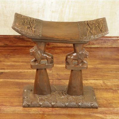 Alternate image for Handcrafted Decorative Wood Lion Throne Stool from Ghana Lion King