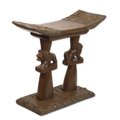 Alternate image for Handcrafted Decorative Wood Lion Throne Stool from Ghana Lion King