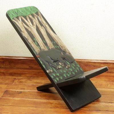 Alternate image for Artisan Crafted Wildlife Theme West African Wood Lazy Chair African Jungle