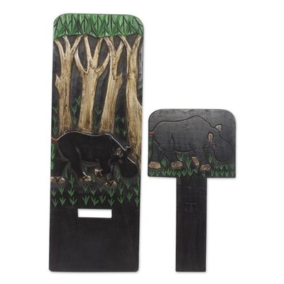 Alternate image for Artisan Crafted Wildlife Theme West African Wood Lazy Chair African Jungle