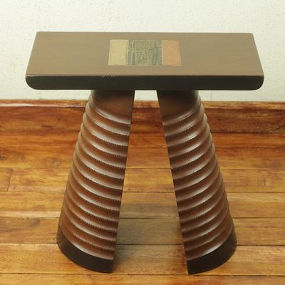 Alternate image for Handcrafted African Cedar Wood Stool Tekura Mask