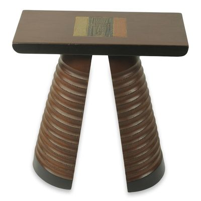 Alternate image for Handcrafted African Cedar Wood Stool Tekura Mask