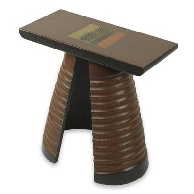 Alternate image for Handcrafted African Cedar Wood Stool Tekura Mask