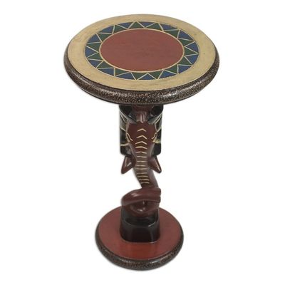 Alternate image for Handcrafted Sese Wood Elephant Accent Table from Ghana Red Elephant