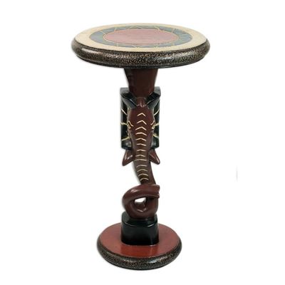 Alternate image for Handcrafted Sese Wood Elephant Accent Table from Ghana Red Elephant