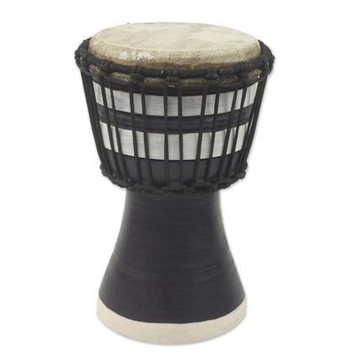 Alternate image for Artisan Crafted West African Decorative Djembe Black Drum Black Invitation to Peace
