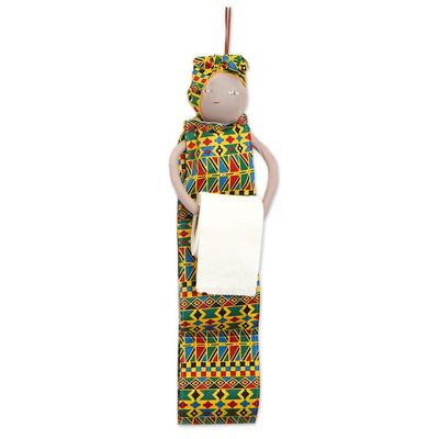 Alternate image for Doll-Shaped Handmade Cotton Hanging Toilet Paper Holder Ghanaian Style