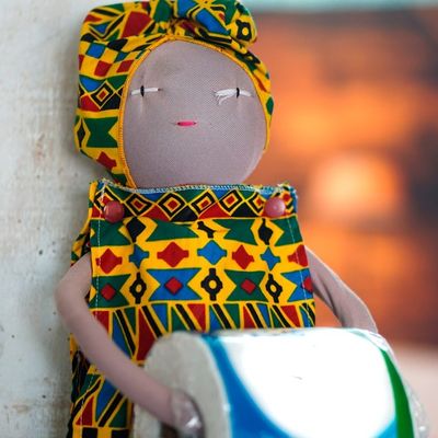 Alternate image for Doll-Shaped Handmade Cotton Hanging Toilet Paper Holder Ghanaian Style