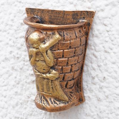 Alternate image for Antiqued Hand-Painted Ceramic Decorative Wall-Mounted Vase Horn