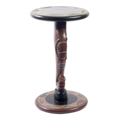 Alternate image for Wood Pedestal Table with Elephant Theme Trumpeting Elephant