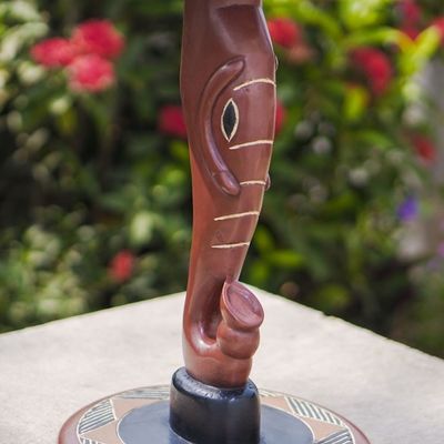 Alternate image for Wood Pedestal Table with Elephant Theme Trumpeting Elephant