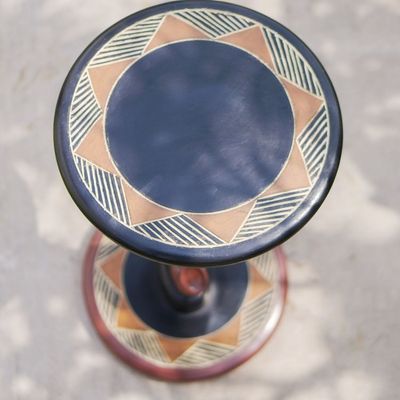 Alternate image for Wood Pedestal Table with Elephant Theme Trumpeting Elephant