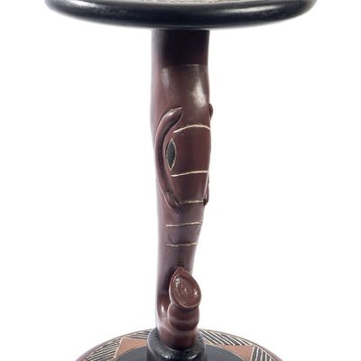 Alternate image for Wood Pedestal Table with Elephant Theme Trumpeting Elephant