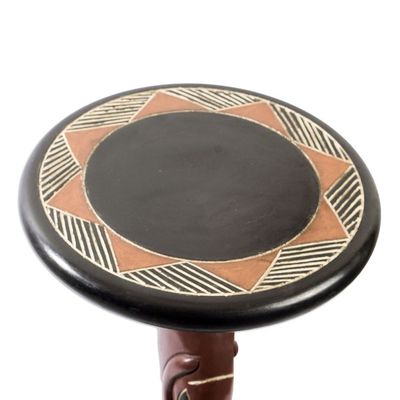 Alternate image for Wood Pedestal Table with Elephant Theme Trumpeting Elephant