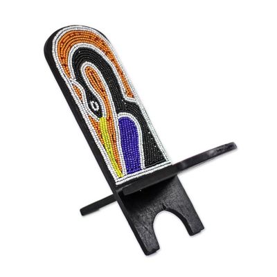 Alternate image for Recycled Plastic Beaded Sese Wood Sankofa Decorative Chair Eco Sankofa